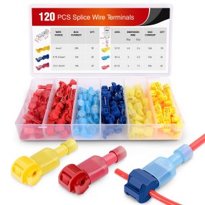 120 Pcs/60 Pairs Quick Splice Wire Terminals T-Tap Self-stripping with Nylon Fully Insulated Male Quick Disconnects Kit